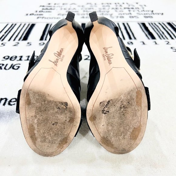 Sam Edelman Black Perth Zip-Up Strappy Gladiator Leather Stiletto Heels - Picture 6 of 7